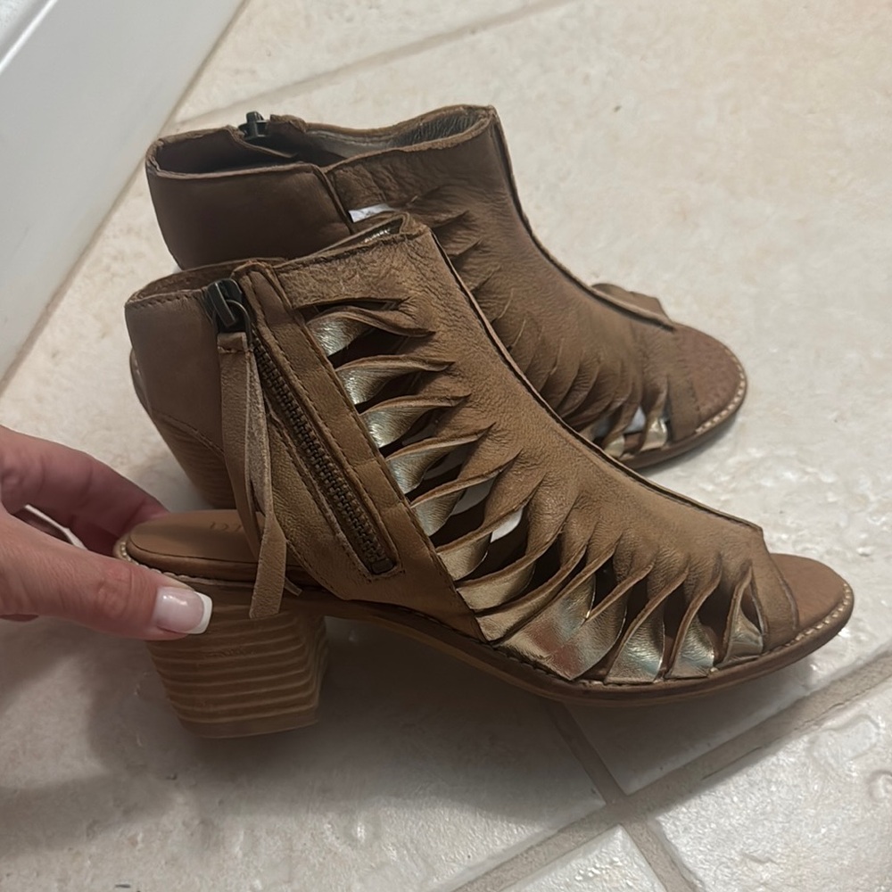 Brown Peep-Toe Ankle Boots